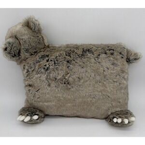 Pottery Barn Faux Fur Pillow‎ Brown Gray Plush Animal Kids Adult Cuddly Bear/Cat